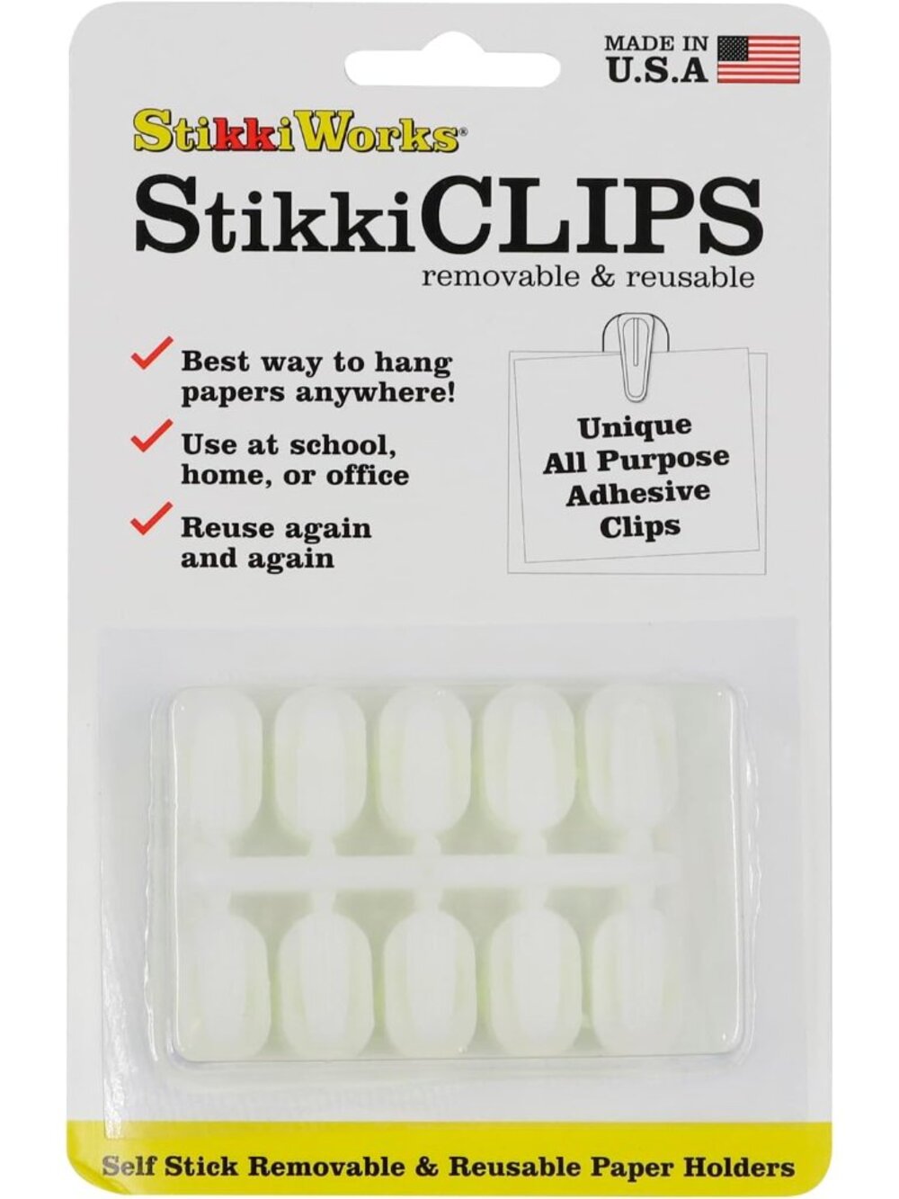Stikki Works White Clips 20 per Pack Teacher Classroom Aid